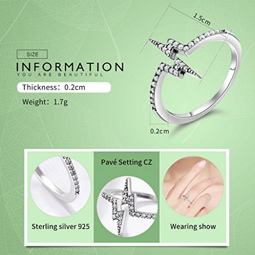 PAHALA 925 Sterling Silver Lighting Power with Crystals Cubic Zirconia Vintage Wedding Engagement Band Ring