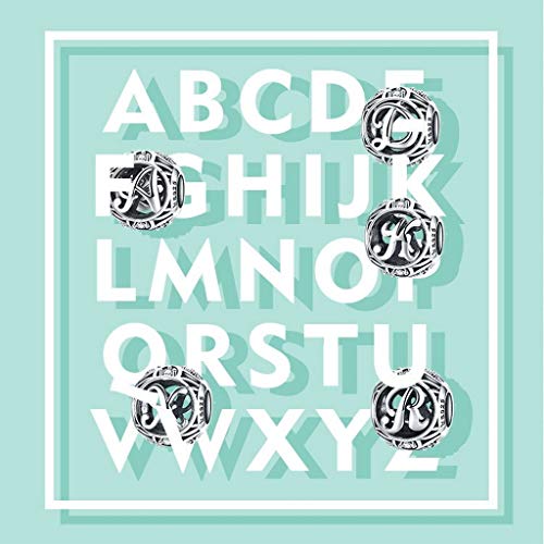PAHALA 925 Sterling Silver 26 Letters with Crystals Charm Bead