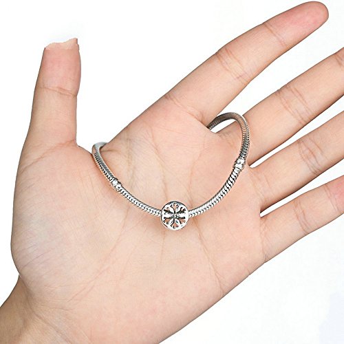 PAHALA 925 Strling Silver Snowflake Charm Bead Fit Bracelet