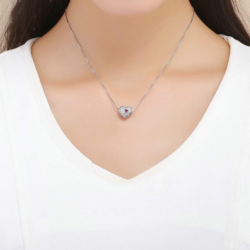 PAHALA 925 Strling Silver Only You Red Heart with Crystals Charms Charm