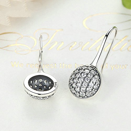 PAHALA 925 Sterling Silver Crystals Round Stud Pendant Party Wedding Earring
