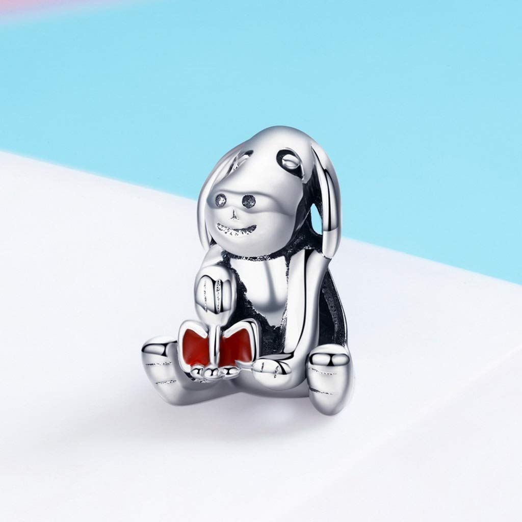 PAHALA 925 Strling Silver Dog Animal Doggy Crystal Charms