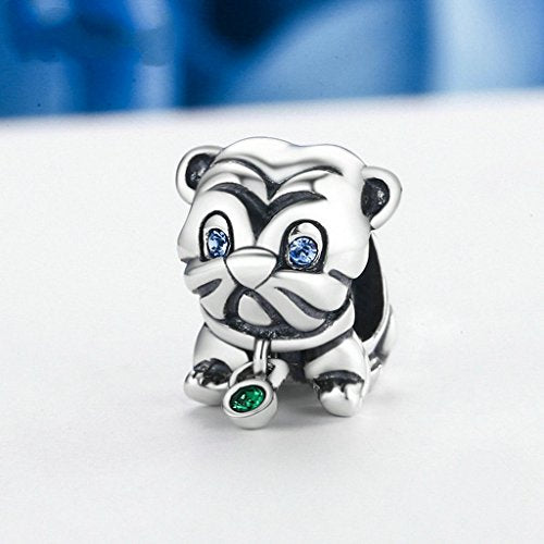 PAHALA 925 Sterling Silver Lovely Dog Animal Crystals Charms Beads