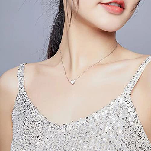 PAHALA 925 Sterling Silver Smooth Clover Crystals Necklace Pendant Wedding Necklace