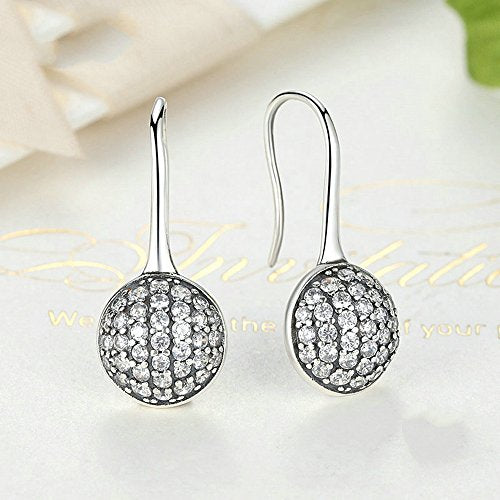 PAHALA 925 Sterling Silver Crystals Round Stud Pendant Party Wedding Earring
