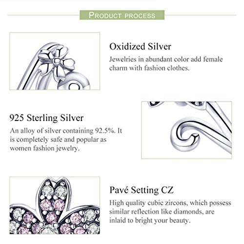 PAHALA 925 Strling Silver Sakura Cherry Flower Pendant Charms Beads