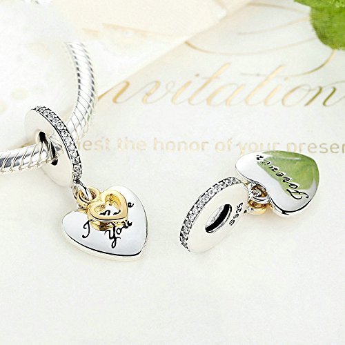 PAHALA 925 Sterling Silver Engrave I Love You Forever Pendant Charm Fit Bracelet