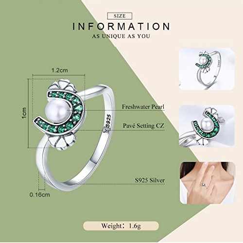 PAHALA 925 Sterling Silver Horseshoe with Green Crystals Pendant Necklace Ring Jewelry Set