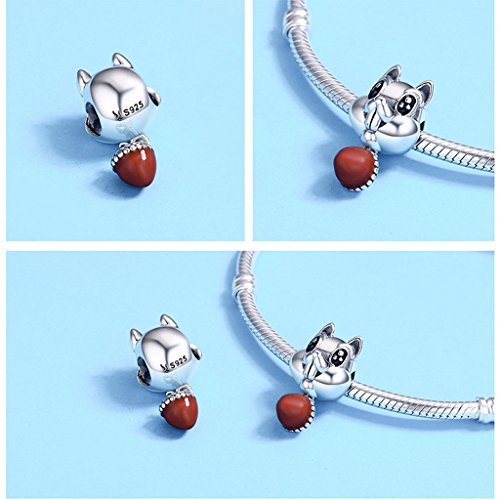 PAHALA 925 Sterling Silver Lovely Cute Squirrel with Hazelnut Charm Bead