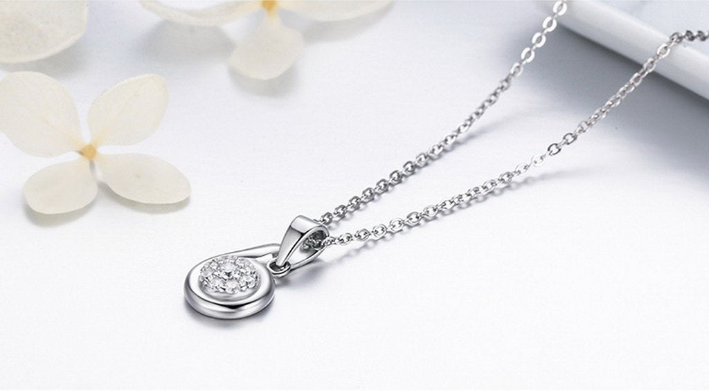 PAHALA 925 Sterling Silver B Letter with Crystals Clear CZ Pendant Necklace