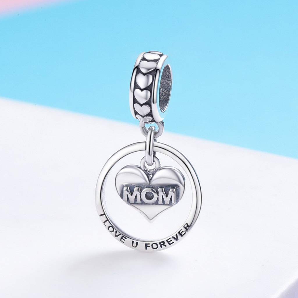 PAHALA 925 Strling Silver Mom I Love You Forever Pendant Charms