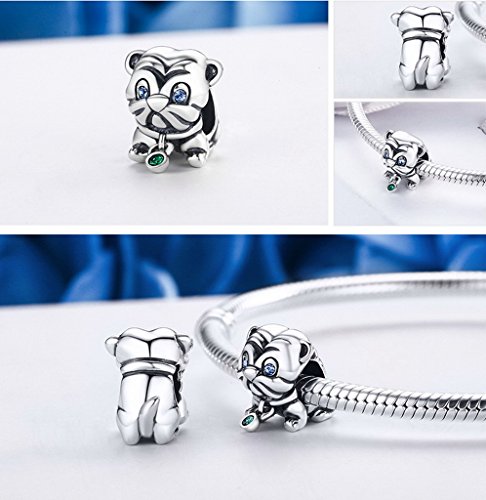 PAHALA 925 Sterling Silver Lovely Dog Animal Crystals Charms Beads