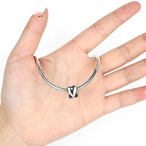 PAHALA 925 Strling Silver Romantic Love Heart Shaped Crystals Enamel Charms Pendant Fit Bracelets Necklace