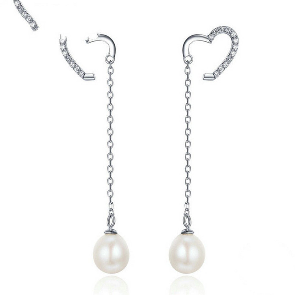 PAHALA 925 Sterling Silver Sparking Heart With Crystals Party Wedding Drop Earrings