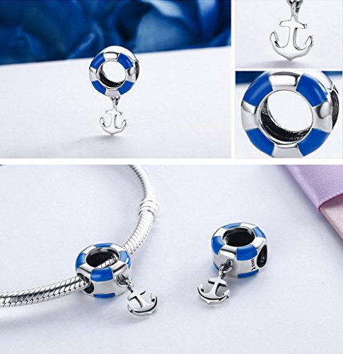 PAHALA 925 Strling Silver Ocean Lifeboy Navy Anchor Charms Fit Bracelets Necklace