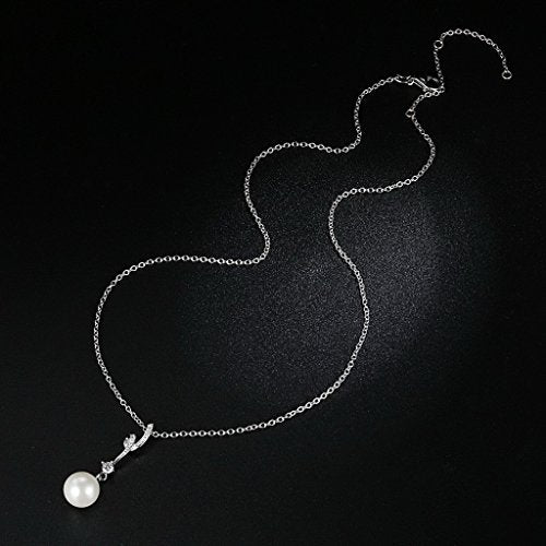 PAHALA 925 Sterling Silver Pearl with Crystals Pendant Necklace
