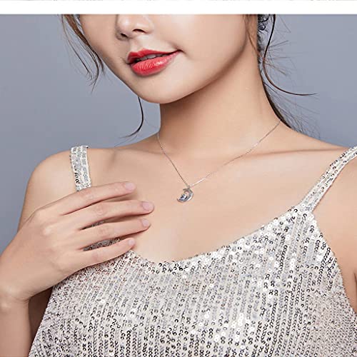 PAHALA 925 Sterling Silver Moonlight Unicorn Crystals Believe Chain Necklace Pendant Wedding Necklace