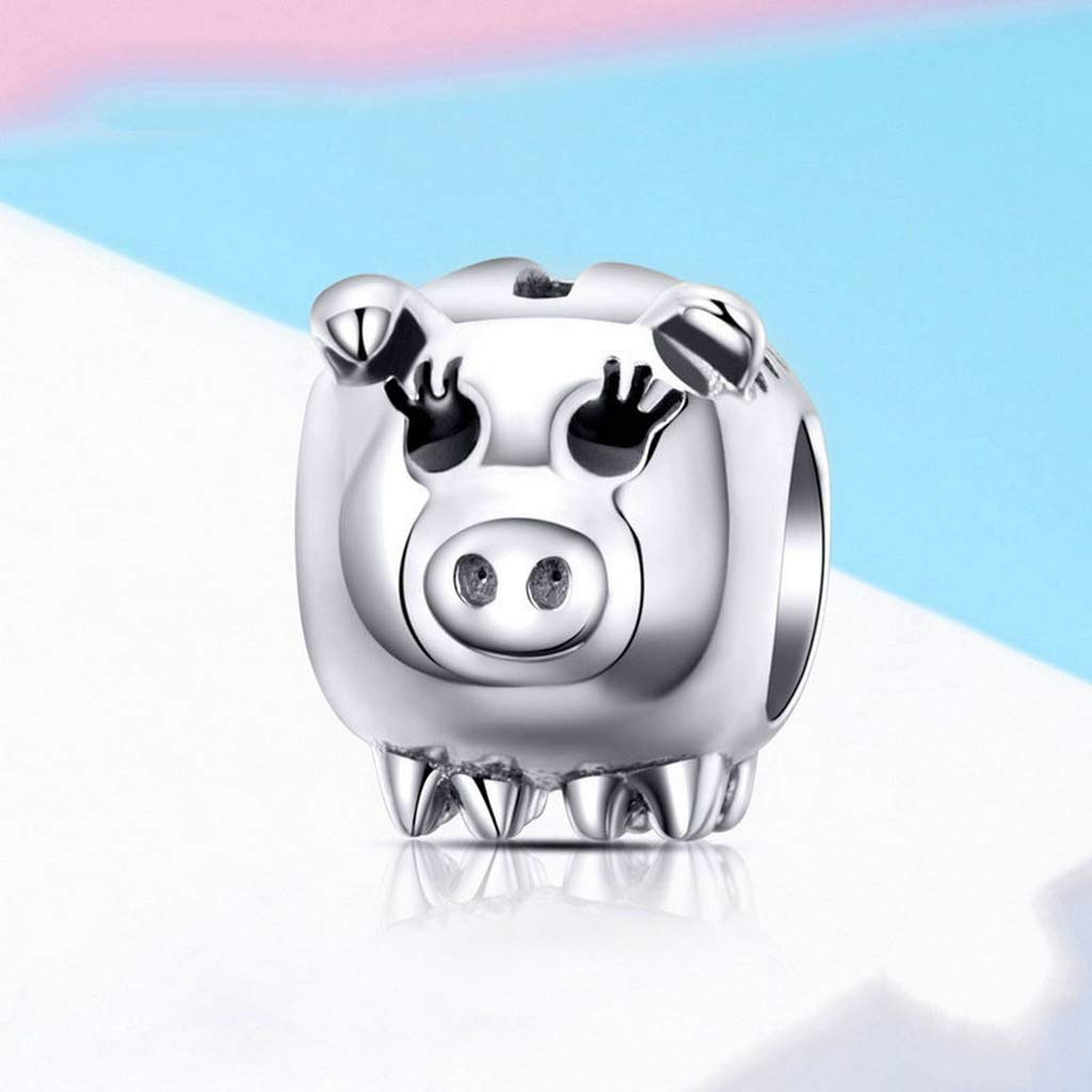 PAHALA 925 Strling Silver Pig Charms Piggy Beads Crystals Charms