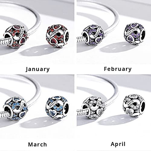 PAHALA 925 Sterling Silver Multiple Crystal Color Infinite Love Month Charm Bead (February)