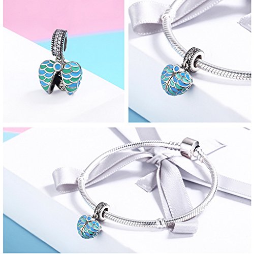 PAHALA 925 Sterling Silver Forever Love Blue Green Enamel Crystals Pendant Charm Bead