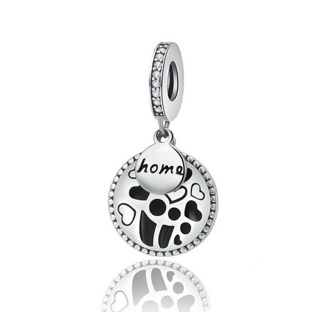 PAHALA 925 Strling Silver Engave Love Home Family Charms Fit Bracelets Necklace