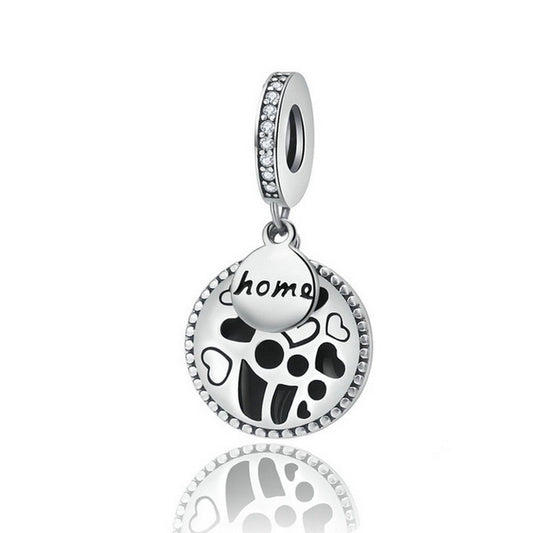 PAHALA 925 Strling Silver Engave Love Home Family Charms Fit Bracelets Necklace