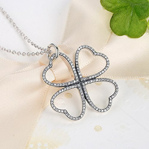 PAHALA 925 Sterling Silver Petals of Love with Crystals Clear CZ Pendant Necklace
