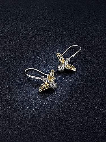 PAHALA 925 Sterling Silver Happy Shiny Bees With Crystals Pendant Earrings