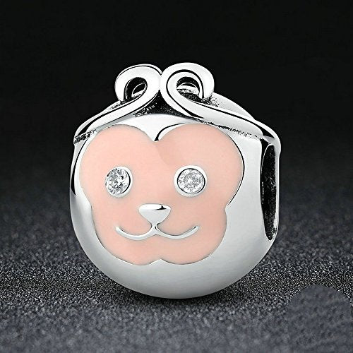 PAHALA 925 Strling Silver Monkey Face with Crystals Charms Pendant Fit Bracelets Necklace