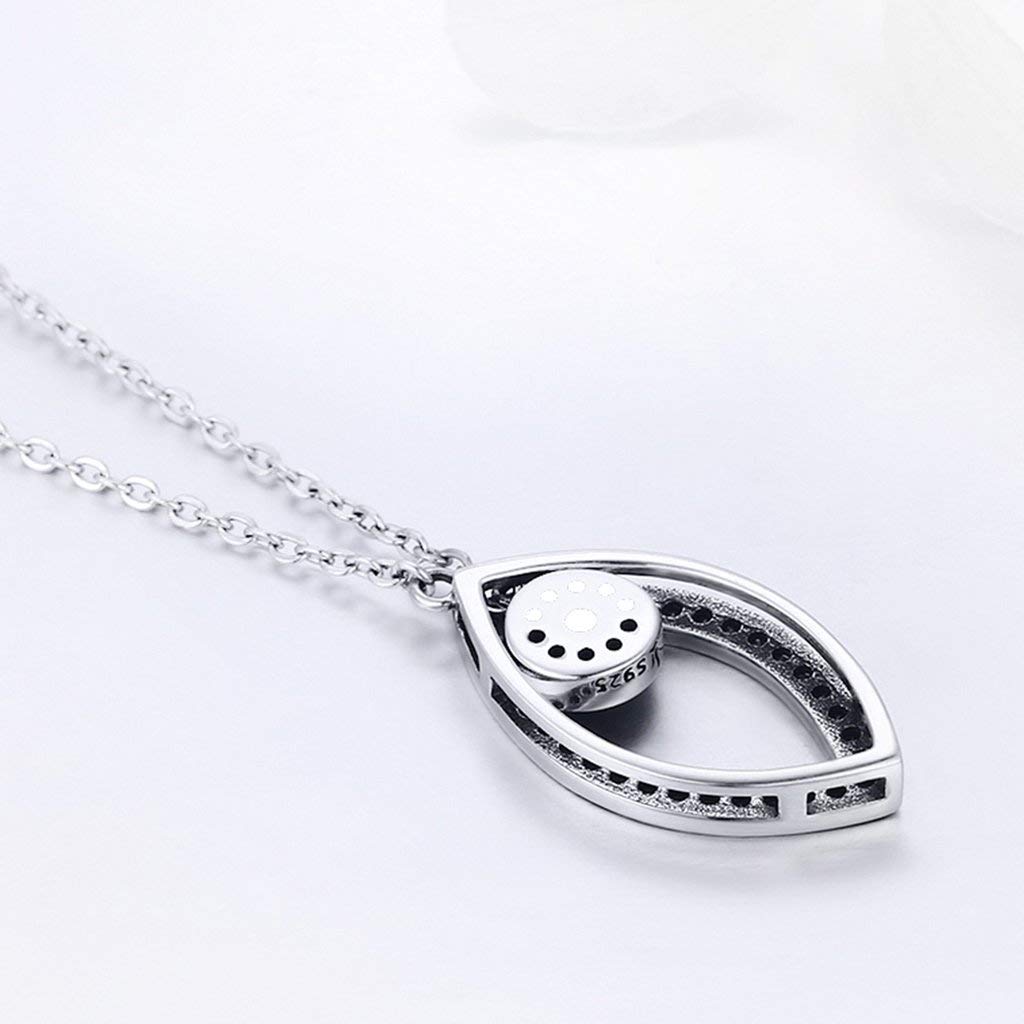 PAHALA 925 Sterling Silver Blue Eyes Long Chain with Crystals Clear CZ Pendant Necklace