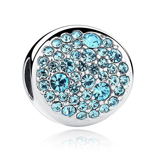 PAHALA 925 Sterling Silver Sky Blue Dream Crystals Love Charm Bead
