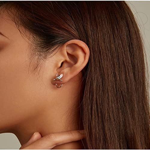 PAHALA 925 Sterling Silver Shining Pink Mini Dog Stud Earrings
