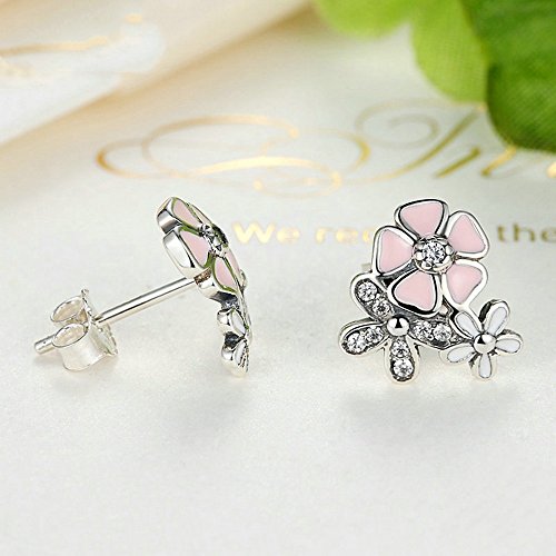 PAHALA 925 Sterling Silver Pink Cherry With Crystals Drop Party Wedding Earring