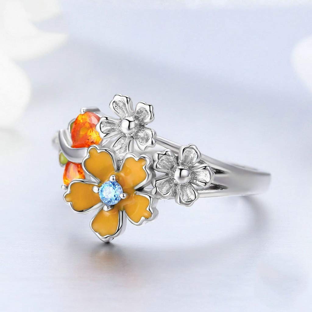 PAHALA 925 Strling Silver Love of Butterfly Crystals Finger Weeding Party Ring