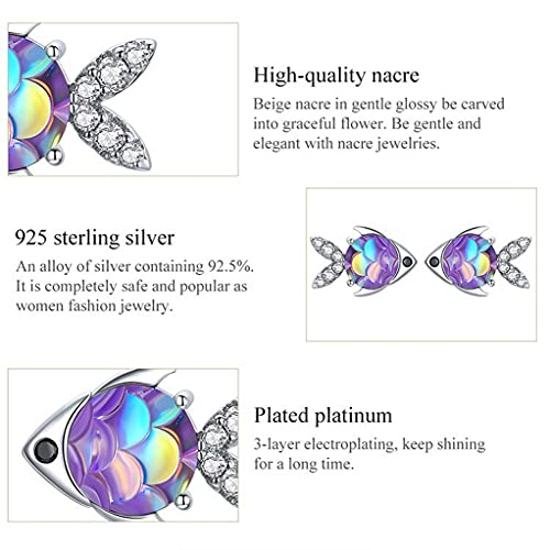 PAHALA 925 Sterling Silver Happy Tropical Litte Fish With Crystals Stud Earrings