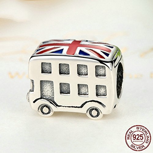 PAHALA 925 Strling Silver UK Bus Shaped Charms Fit Bracelets Necklace