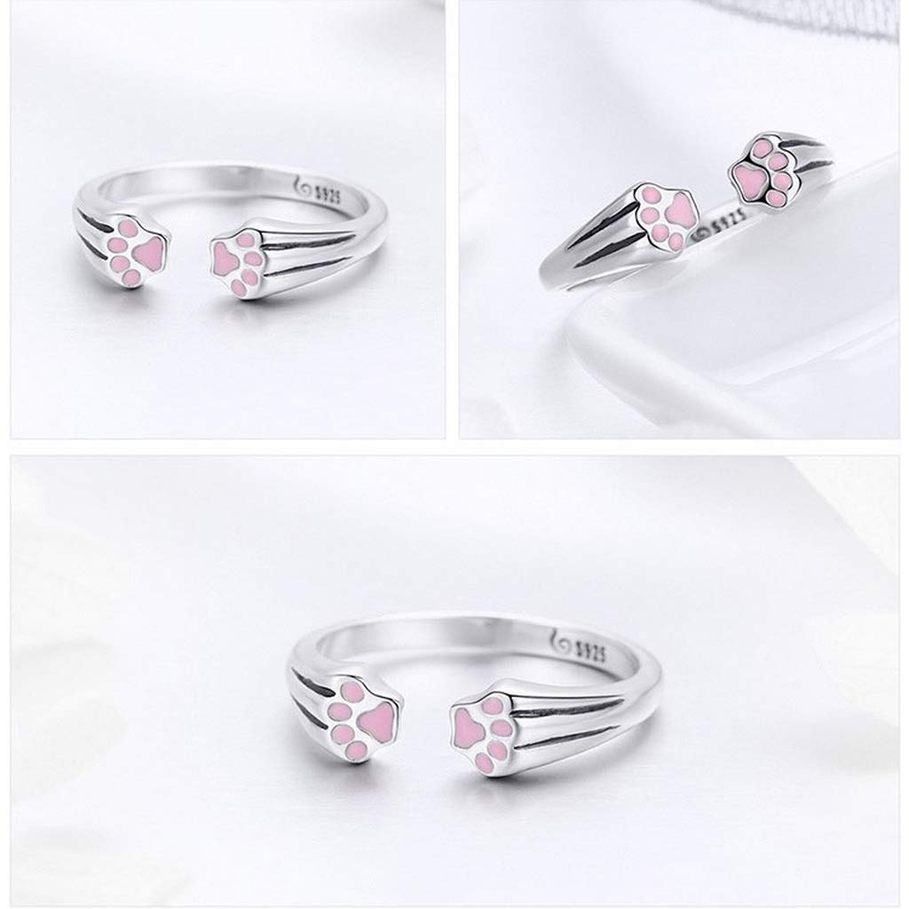 PAHALA 925 Strling Silver Animal Footprints Finger Weeding Party Ring