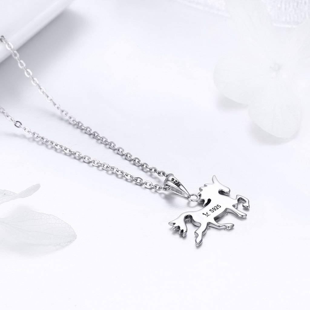 PAHALA 925 Sterling Silver Cute Horse Love Pendant Necklace