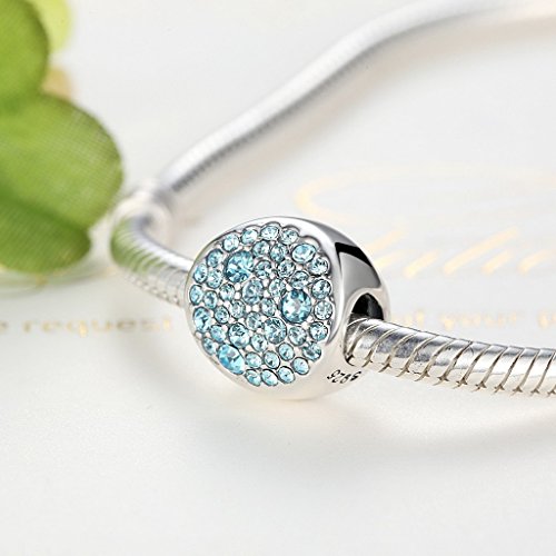 PAHALA 925 Sterling Silver Sky Blue Dream Crystals Love Charm Bead