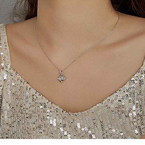 PAHALA 925 Sterling Silver Moon Stars Chain Crystals Necklace Pendant Wedding Necklace