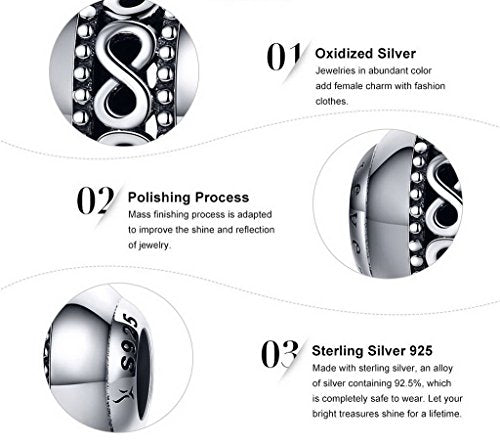 PAHALA 925 Strling Silver Infinity Element Love Charms Fit Bracelets Necklace