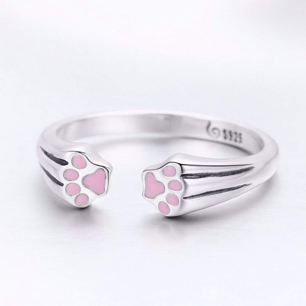PAHALA 925 Strling Silver Animal Footprints Finger Weeding Party Ring