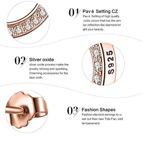 PAHALA 925 Sterling Silver Rose Crystal Party Wedding Stud Earring