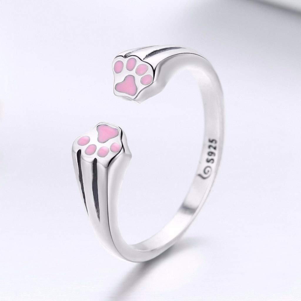 PAHALA 925 Strling Silver Animal Footprints Finger Weeding Party Ring