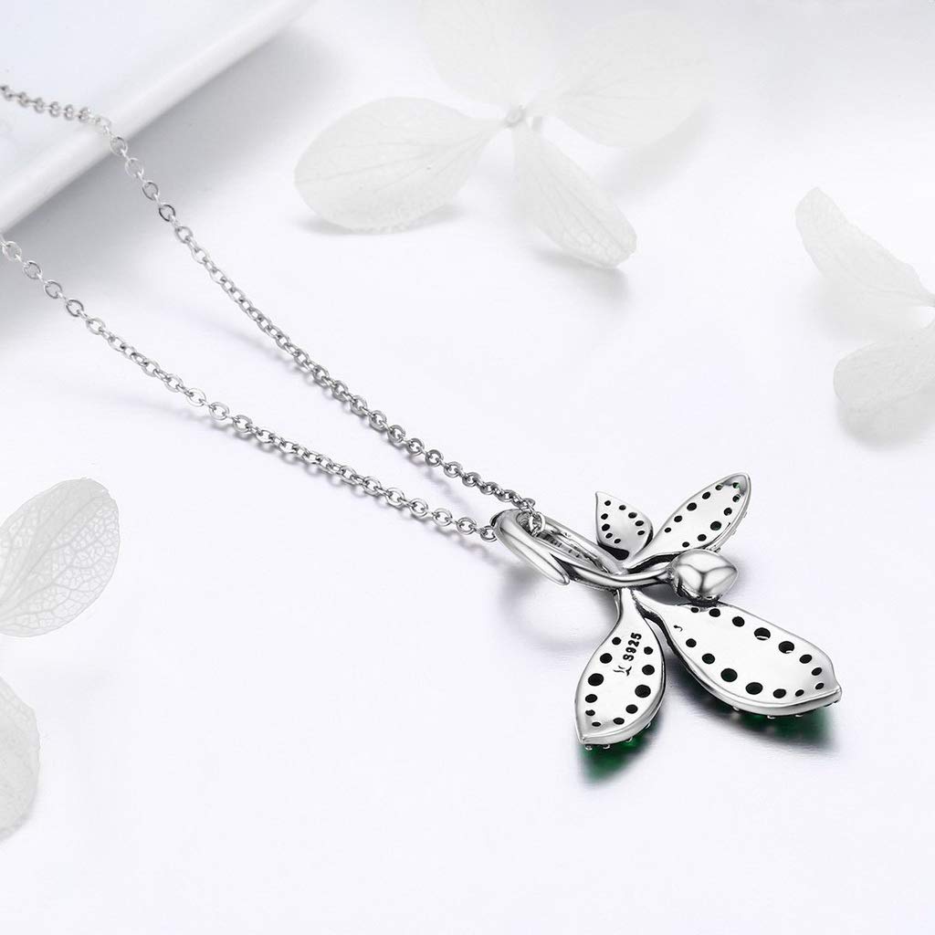 PAHALA 925 Sterling Silver Summer Tree Leaves Crystals Pendant Necklace
