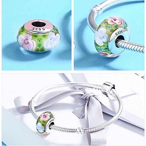 PAHALA 8 Styles 925 Sterling Silver Colorful Murano Glass Beads Charms