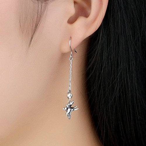 PAHALA 925 Sterling Silver Swallow Long Drop Party Wedding Earring