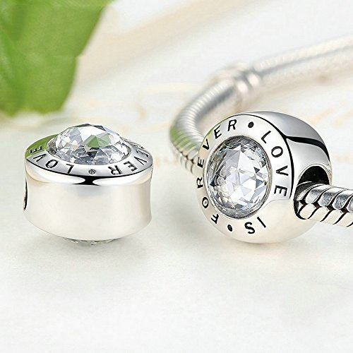 PAHALA 925 Strling Silver Love is Forever Charms Fit Bracelets Bangles Necklace