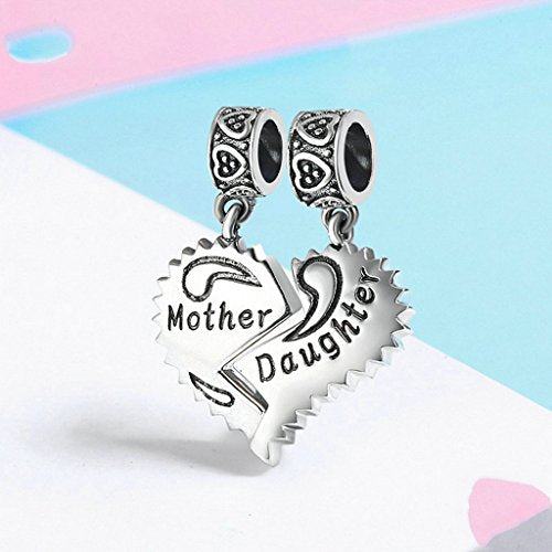 PAHALA 925 Sterling Silver Mother Love Daughter Charm Bead Fit Bracelets