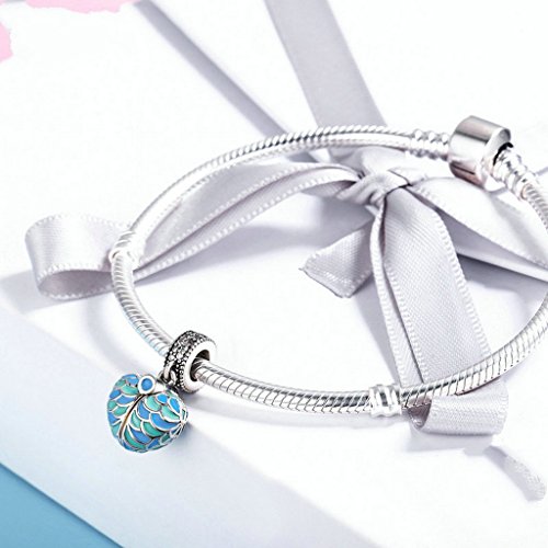PAHALA 925 Sterling Silver Forever Love Blue Green Enamel Crystals Pendant Charm Bead